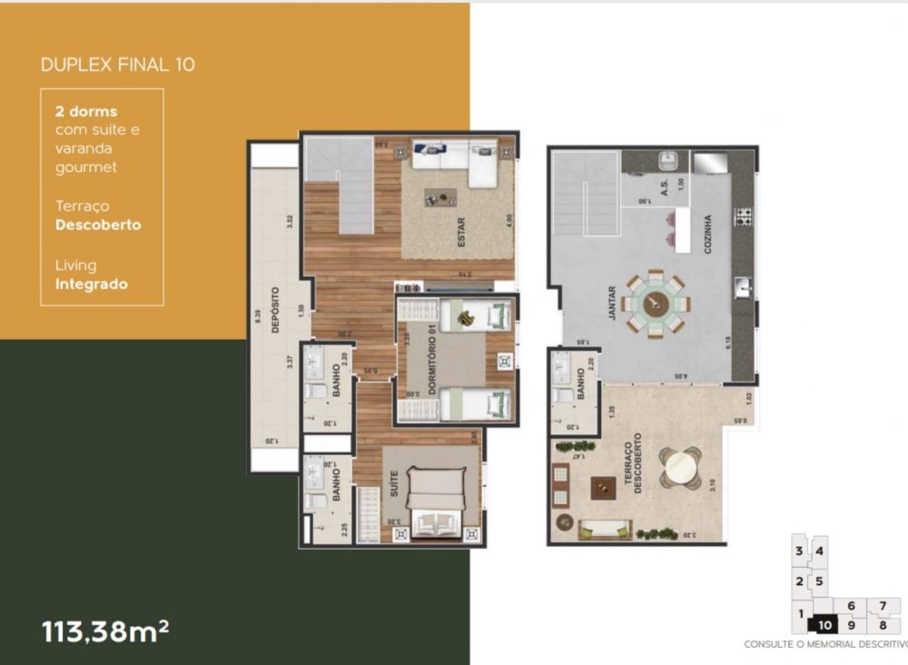 Duplex 2D/Suites 113,38m 